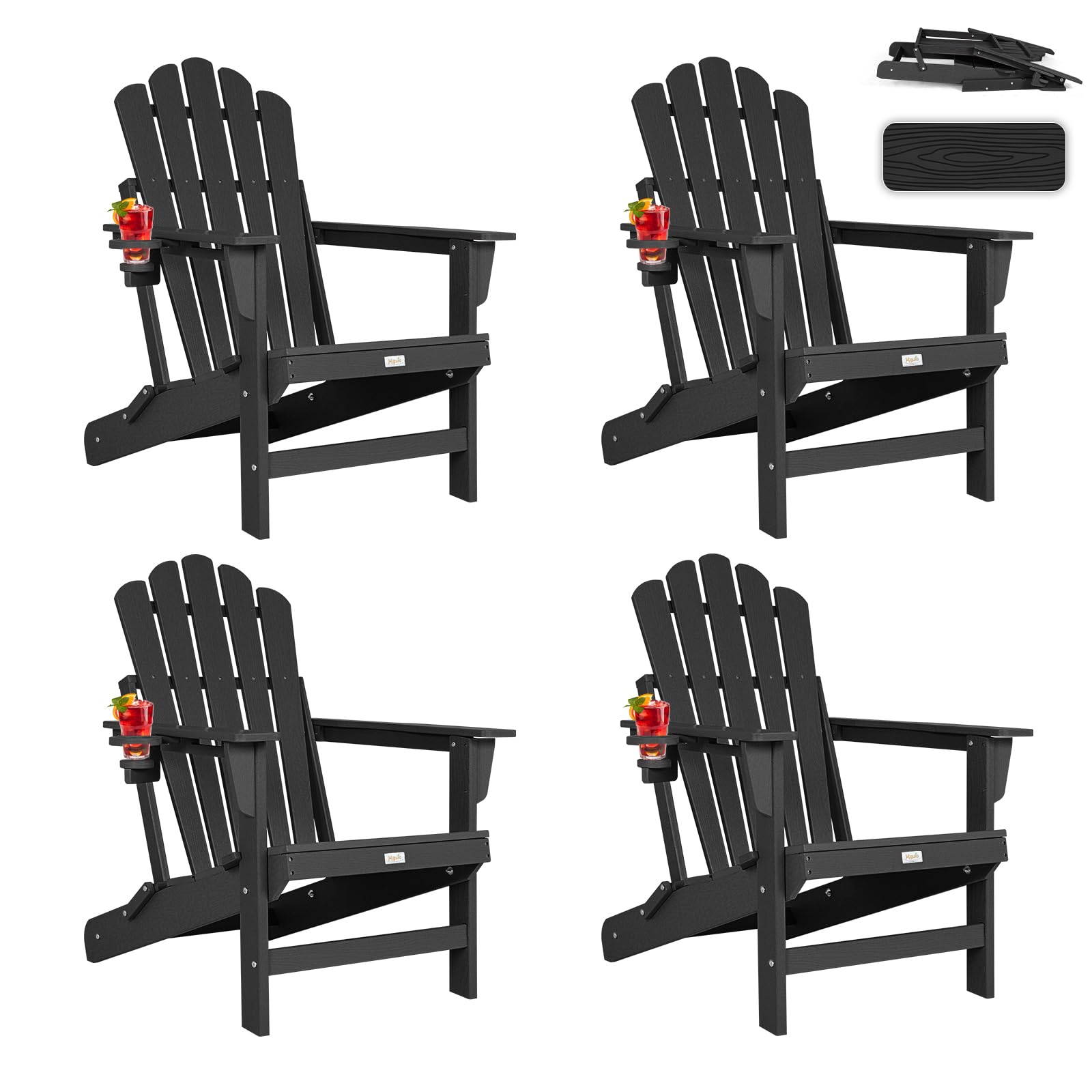 Adirondack Chair Wood - Oversized Folding Adirondack Chair 4PC, HDPE