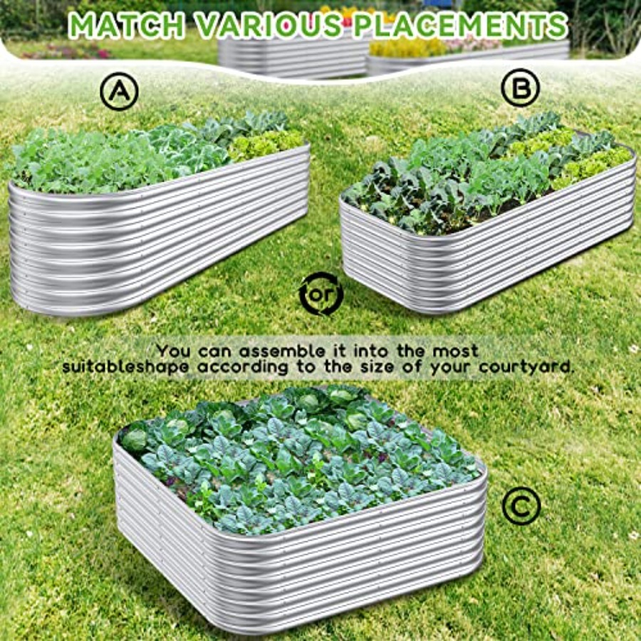 8x2x2/6.5x3.5x2/5x5x2ft Outdoo - Planter Raised Metal 评论和价格
