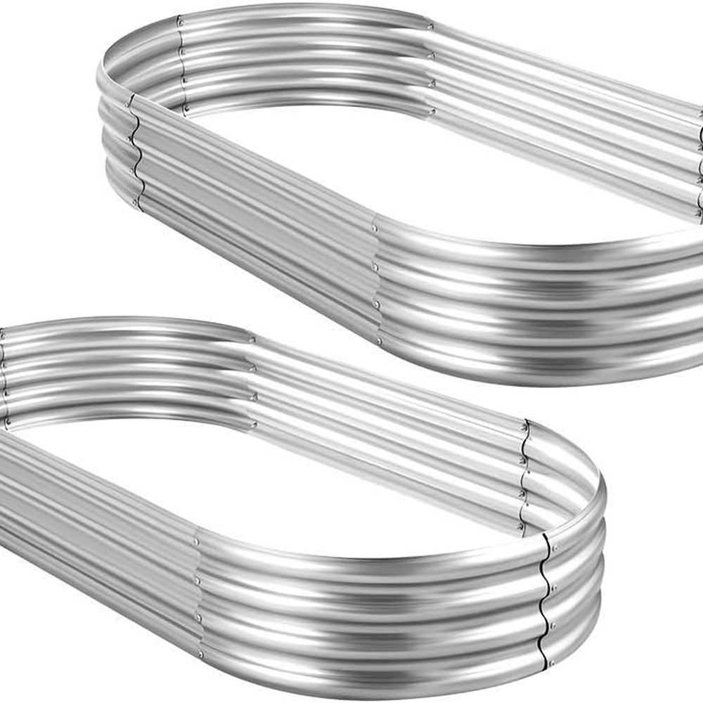 2-Pack Galvanized Oval Raised  - Planter Raised Metal 评论和价格