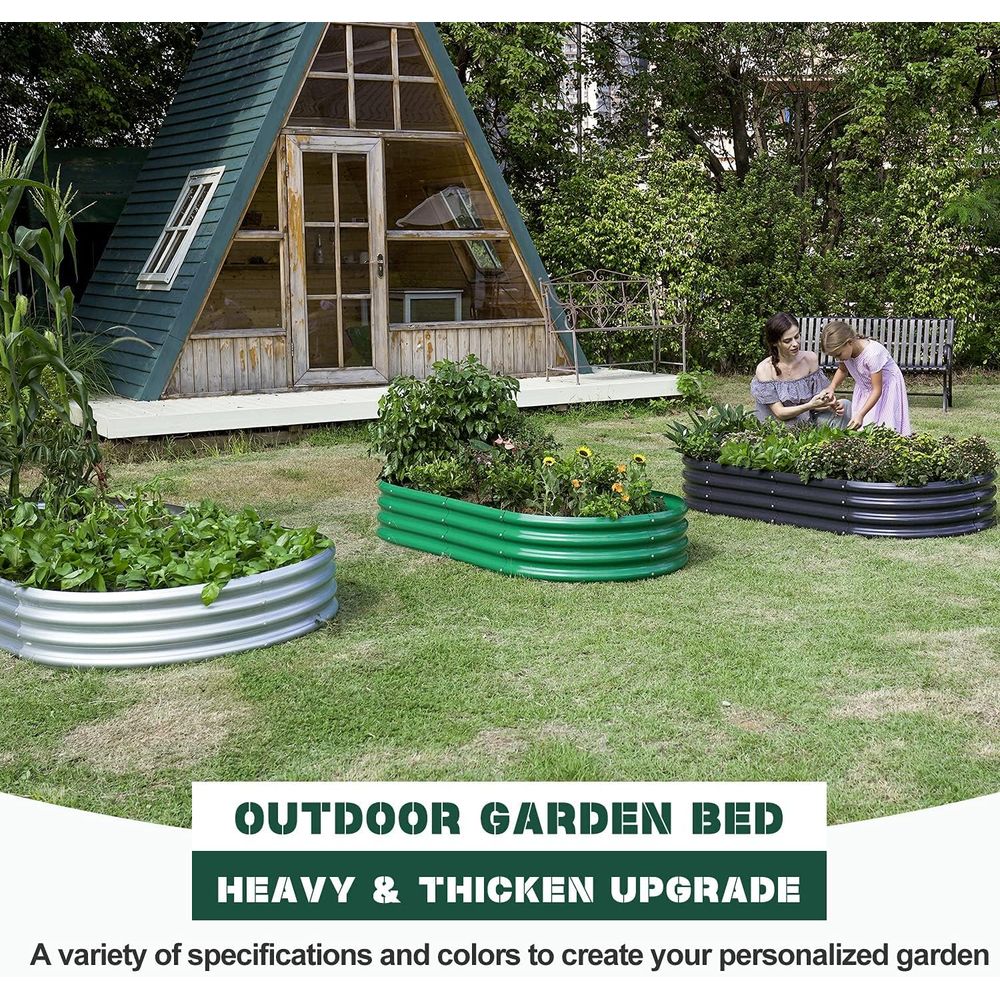2-Pack Galvanized Oval Raised  - Planter Raised Metal 评论和价格