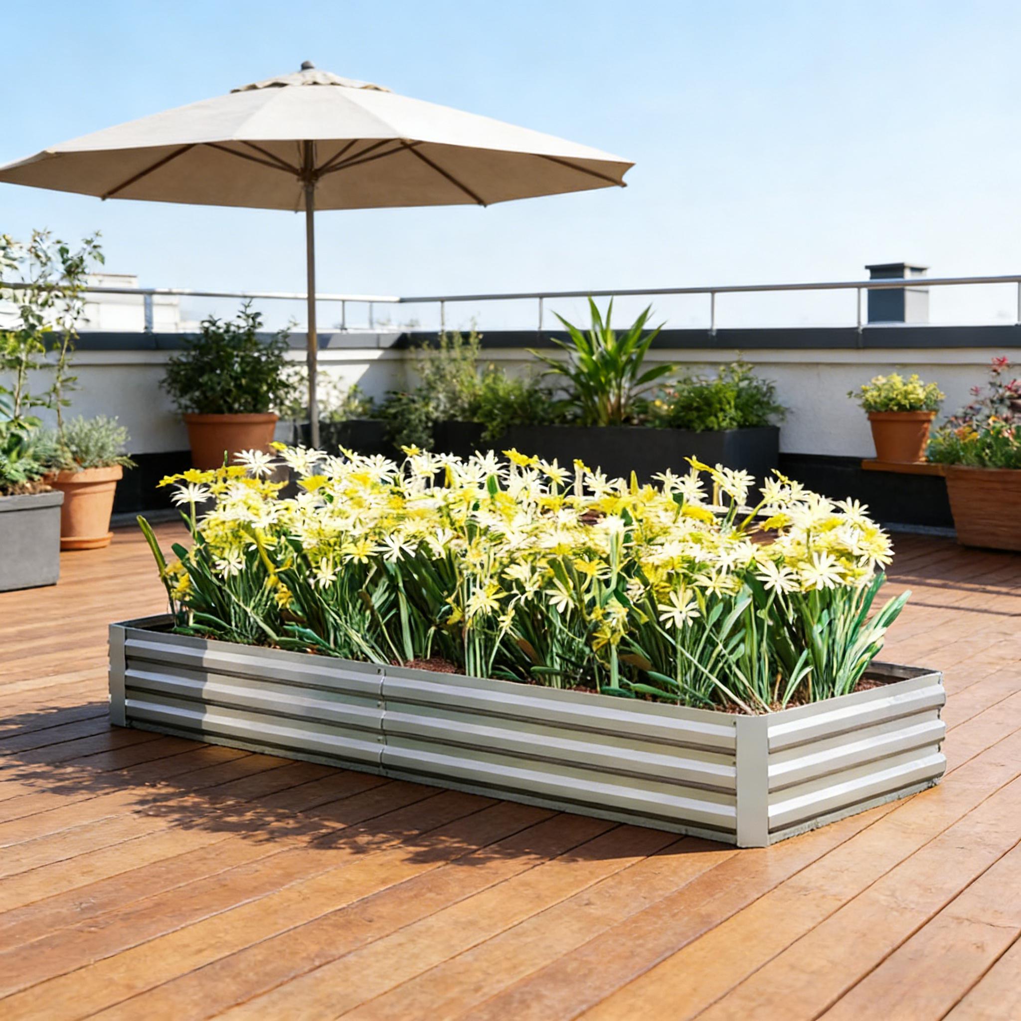 Flower Box,Plant Box,Garden Be - Planter Raised Metal 评论和价格