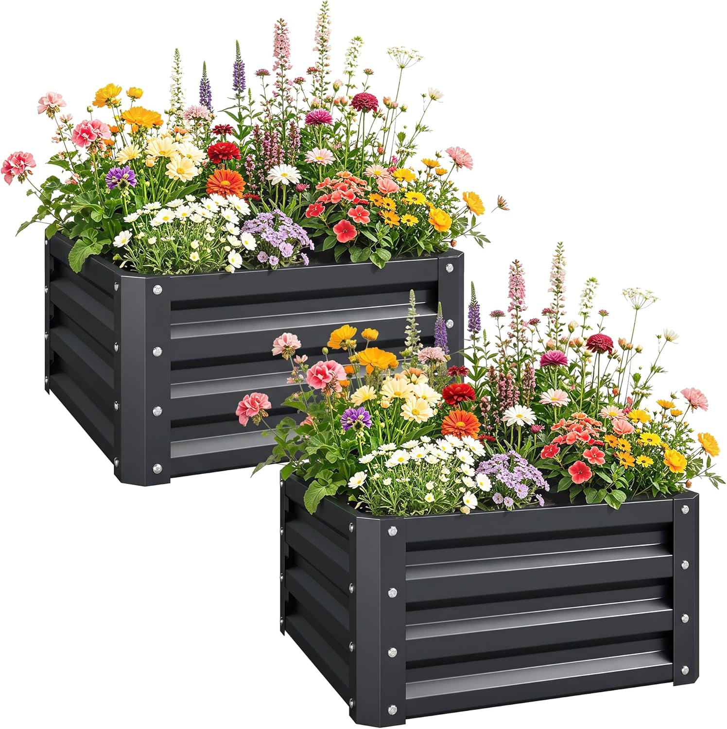 2 Piece Galvanized Raised Gard - Planter Raised Metal 评论和价格