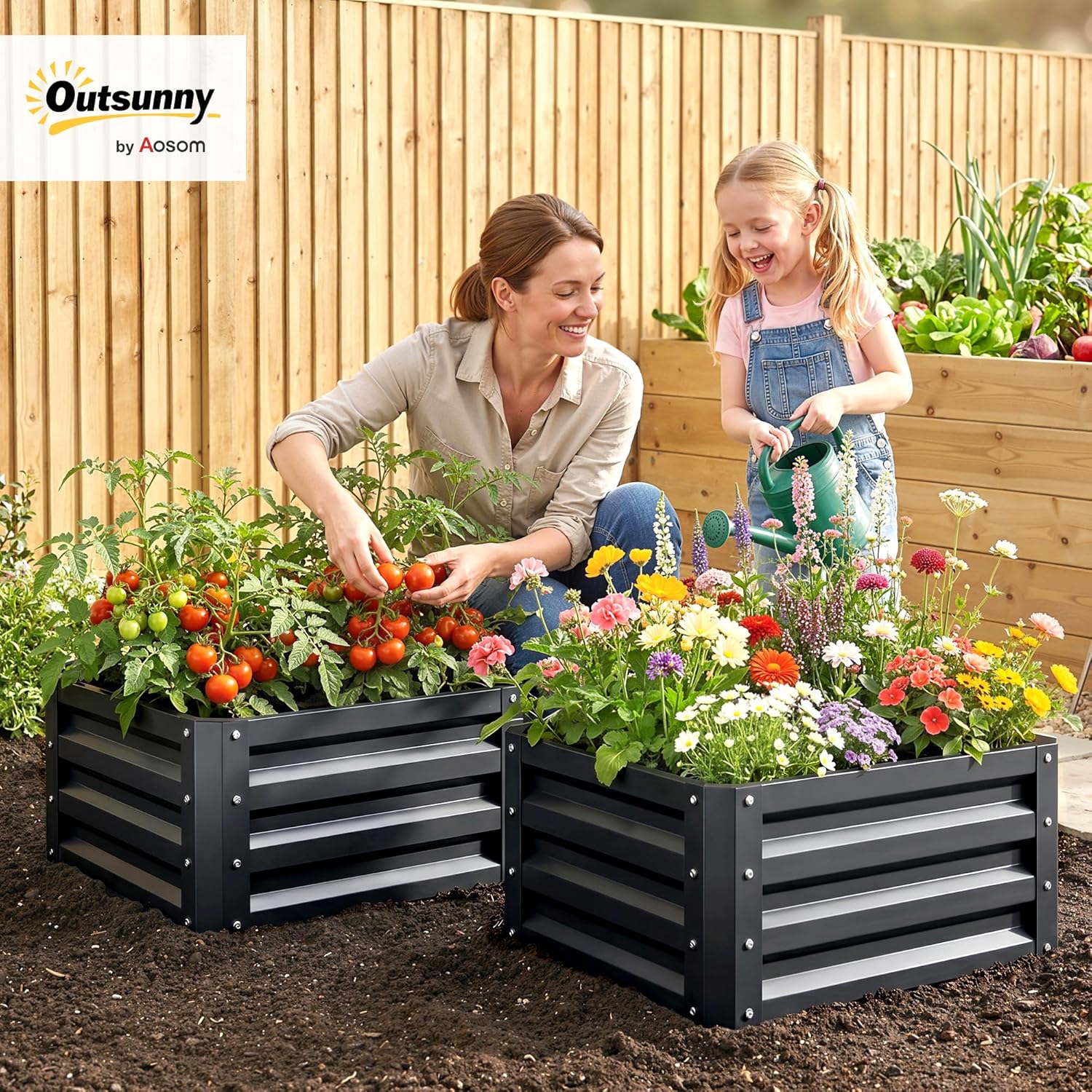 2 Piece Galvanized Raised Gard - Planter Raised Metal 评论和价格