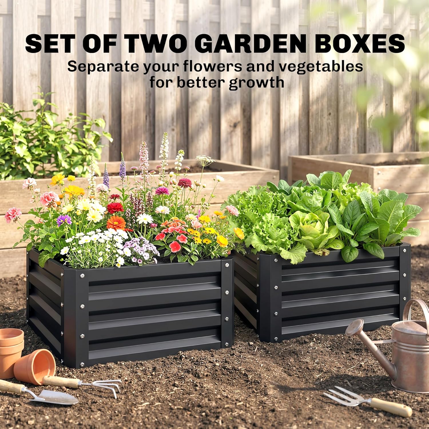 2 Piece Galvanized Raised Gard - Planter Raised Metal 评论和价格