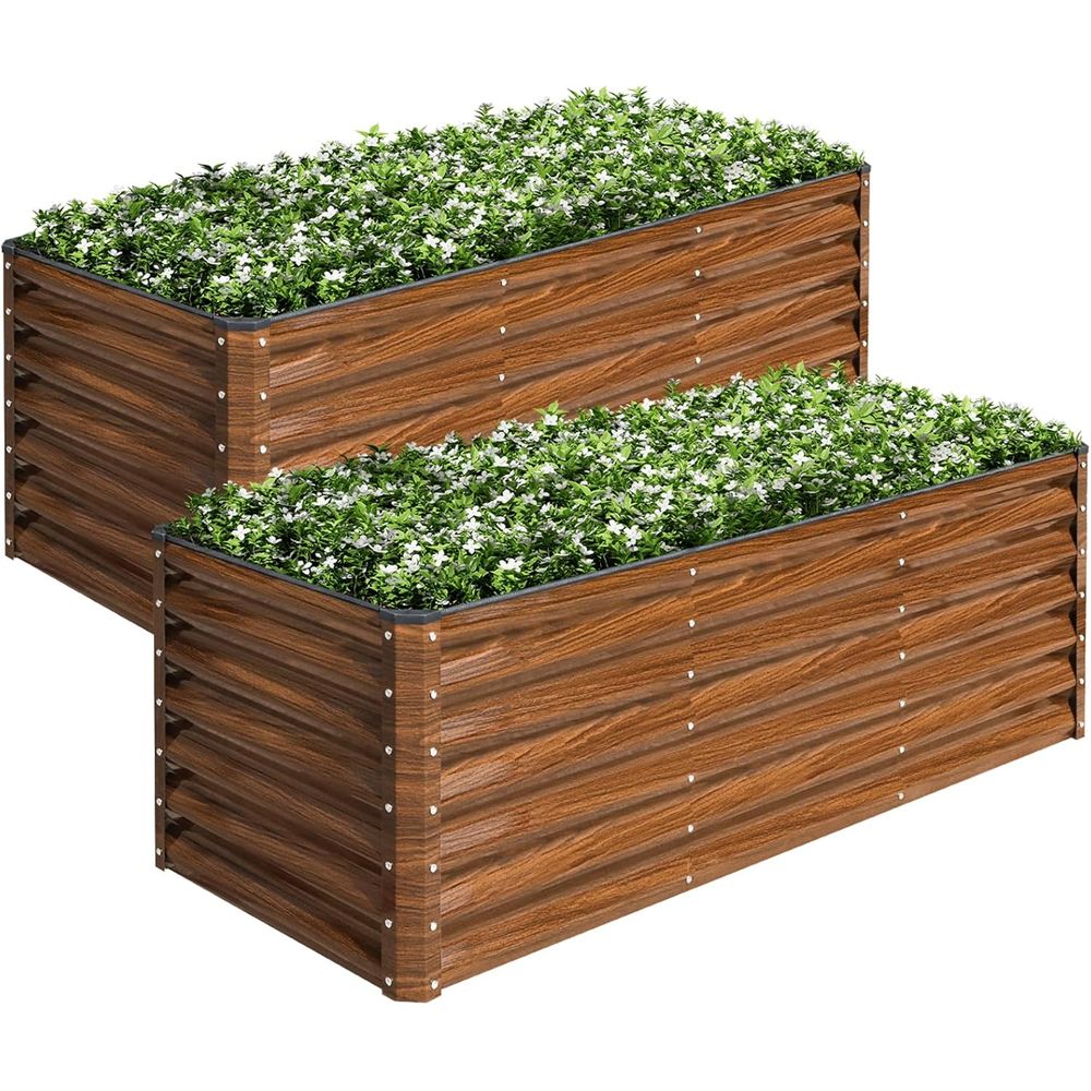 2-Pack 6x2x2T Galvanized Raise - Planter Raised Metal 评论和价格