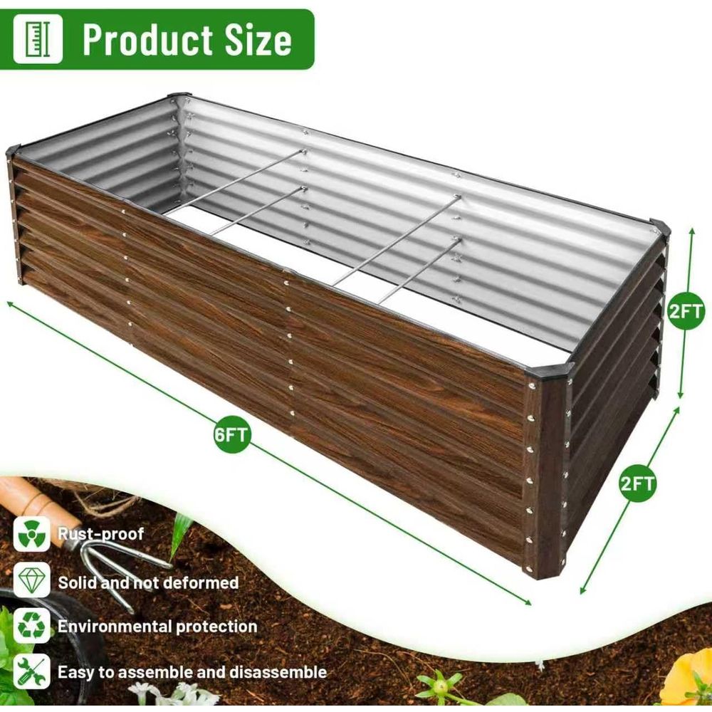 2-Pack 6x2x2T Galvanized Raise - Planter Raised Metal 评论和价格