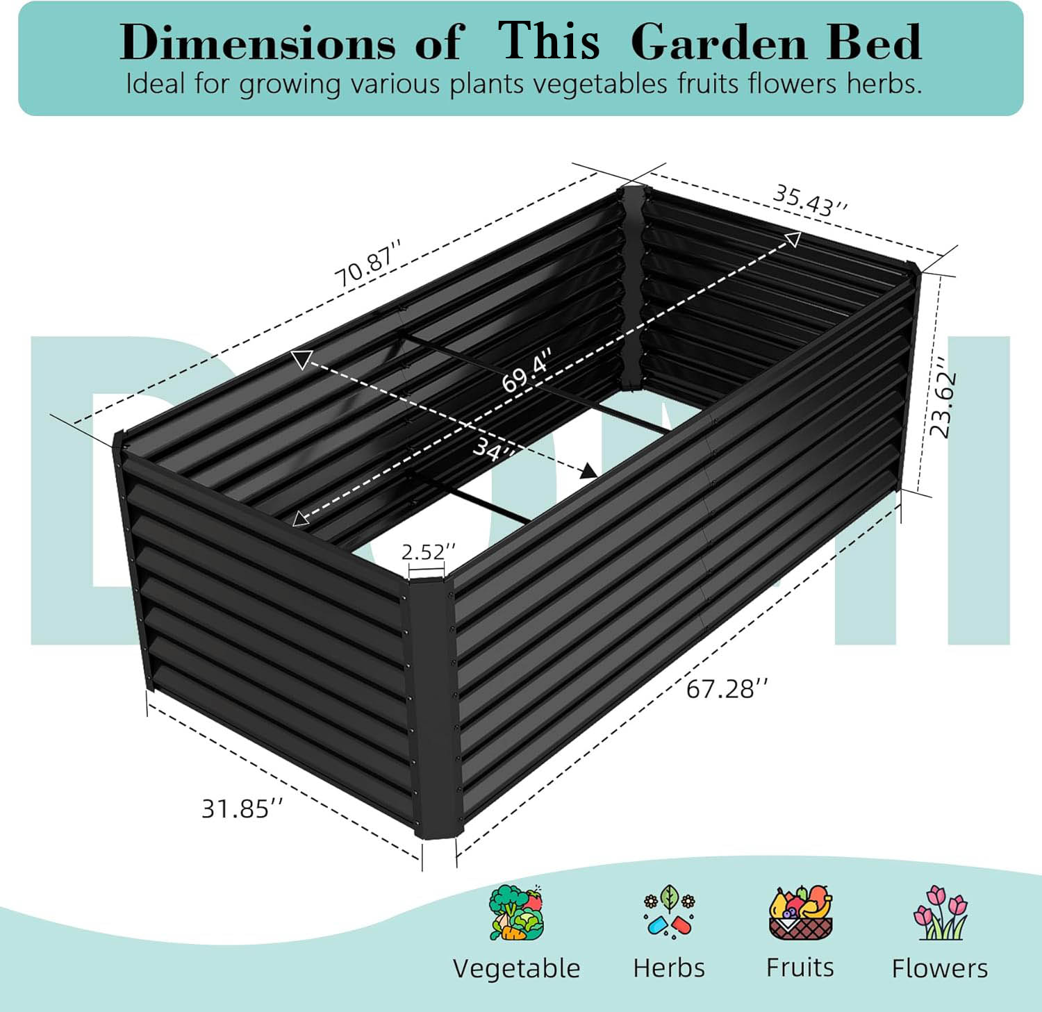 6x3x2ft Galvanized Raised Gard - Planter Raised Metal 评论和价格