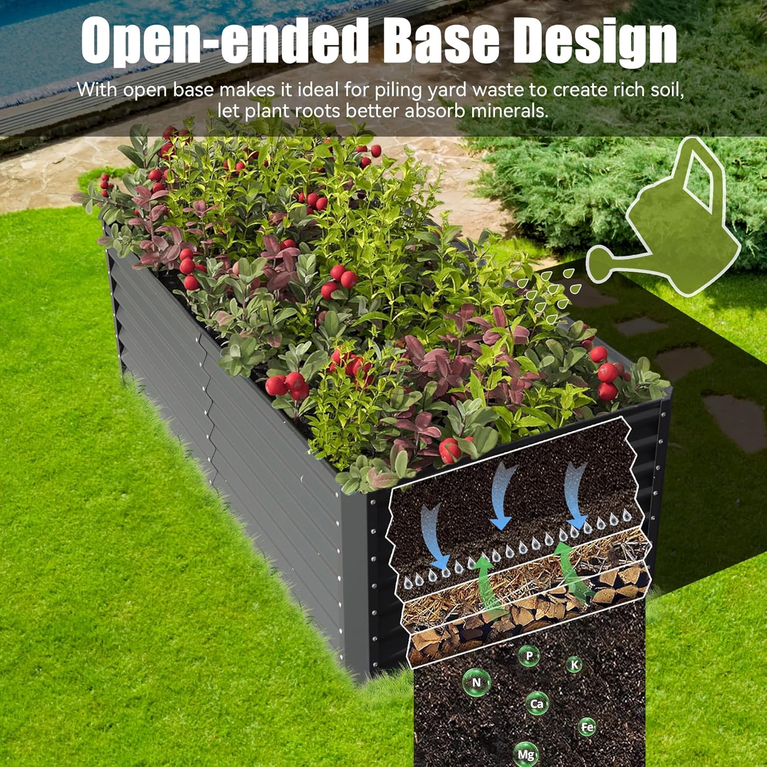 6x3x2ft Galvanized Raised Gard - Planter Raised Metal 评论和价格