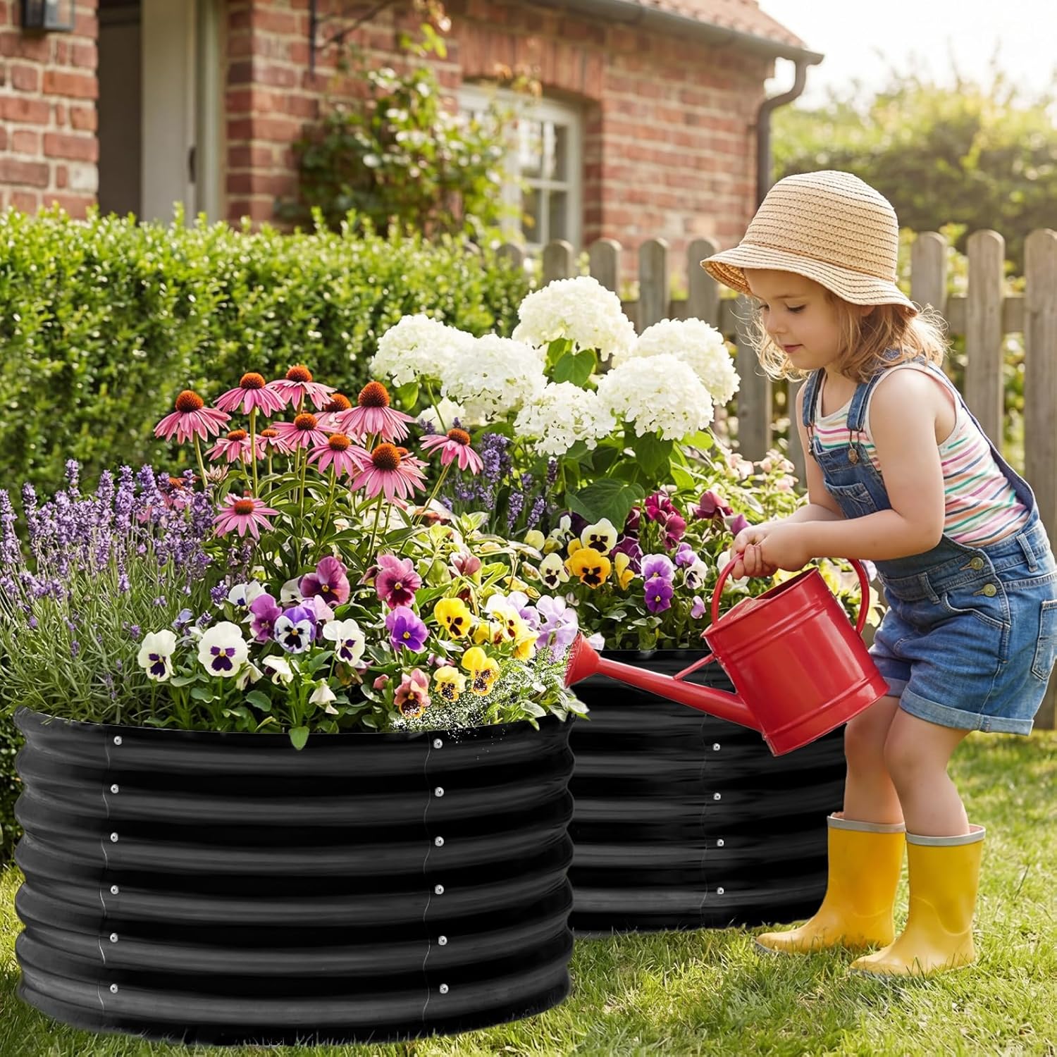 2 Pack 2x2x1.5ft Round Galvani - Planter Raised Metal 评论和价格