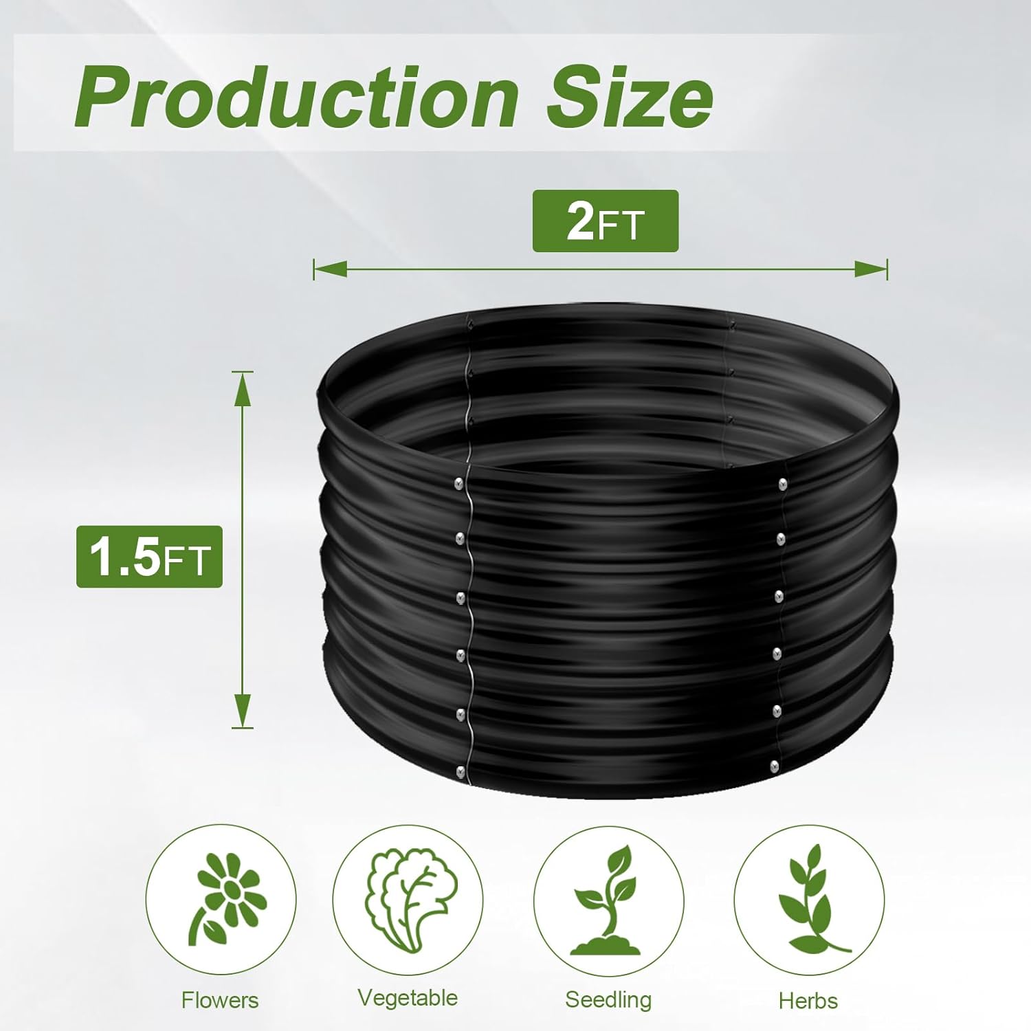 2 Pack 2x2x1.5ft Round Galvani - Planter Raised Metal 评论和价格