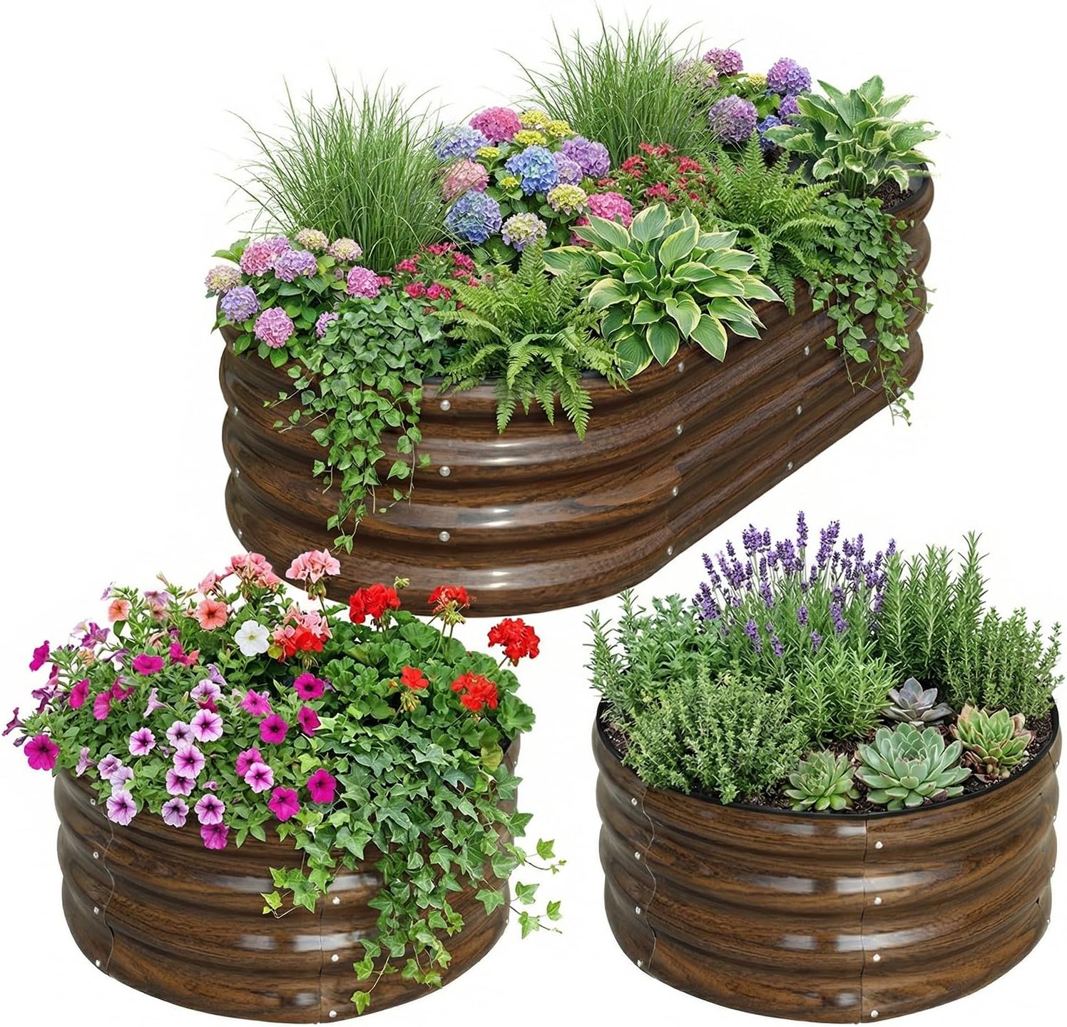 3-Pack Galvanized Steel Raised - Planter Raised Metal 评论和价格