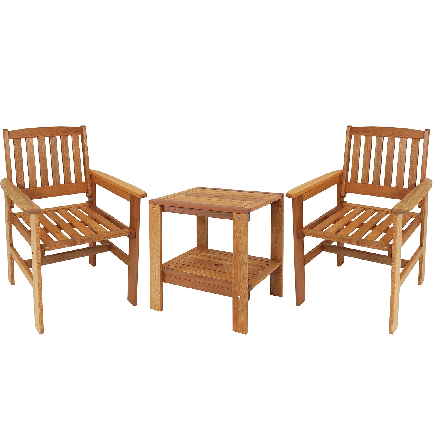 3-Piece Wood Patio Set 2 Chair - Outdoor Furniture Oil 评论和价格