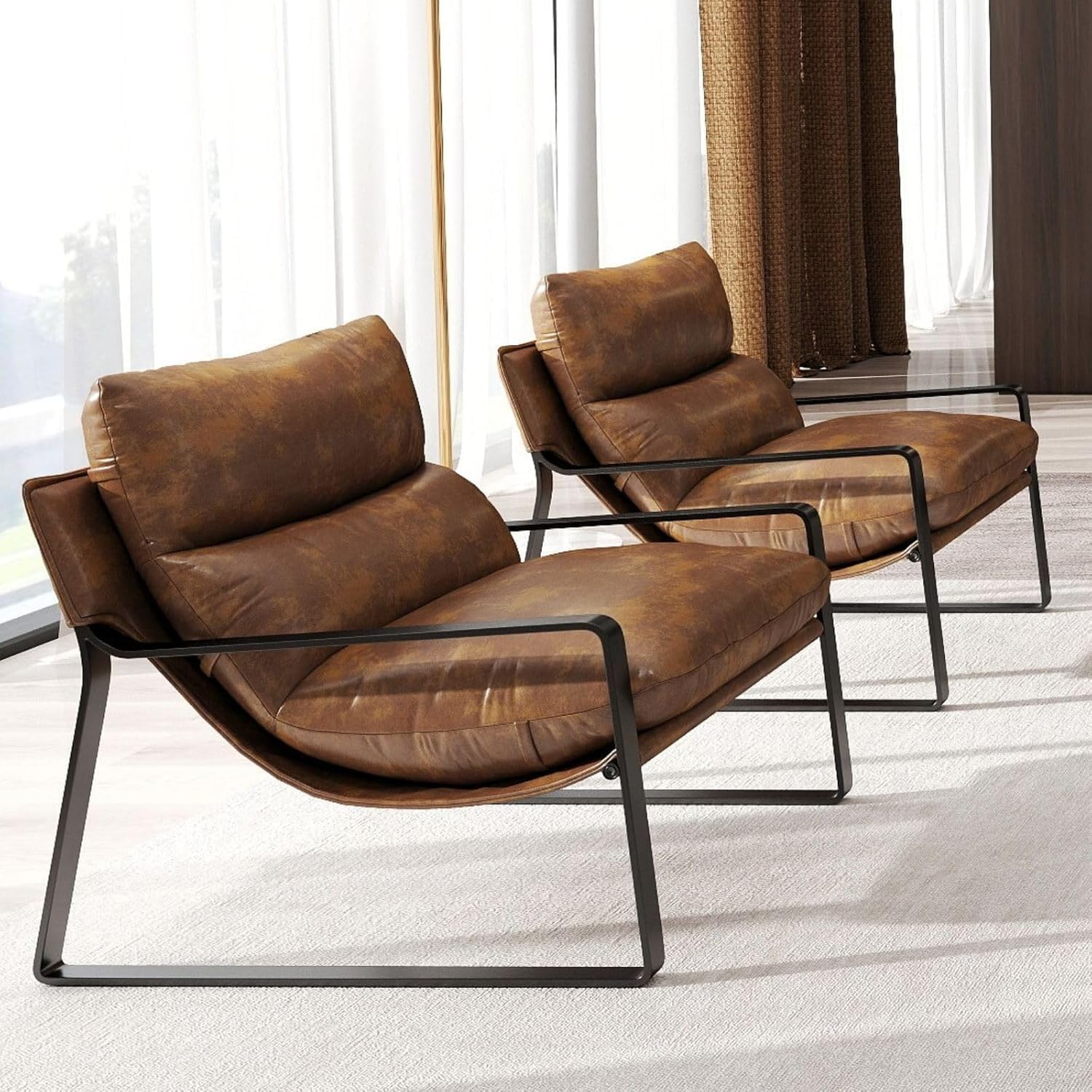 PU Leather Accent Armchair Set - Adirondack Chair Wood 评论和价格