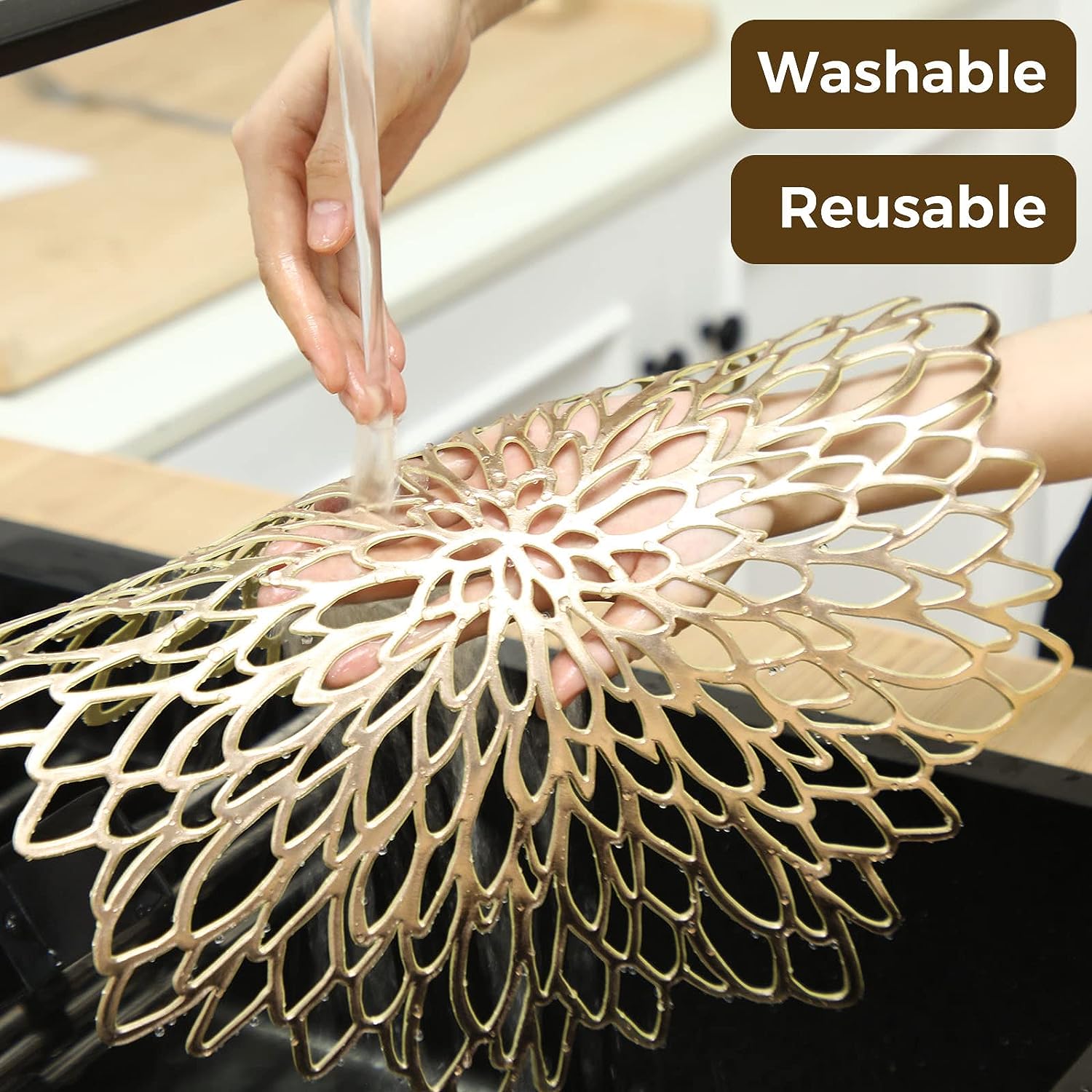 Set of 4 Metallic Placemats Se - Outdoor Furniture Designer 评论和价格